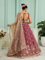 purple designer georgette lehenga for wedding wear