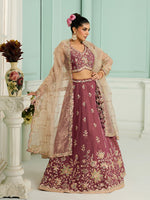 purple party wear georgette lehenga choli with dupatta