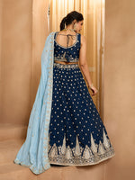 navy blue organza lehenga choli for indian wedding