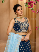 navy blue ethnic lehenga choli with sequins work