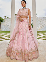 premium pink silk wedding lehenga choli for indian bride