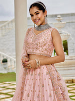 premium embroidered pink silk lehenga choli for women