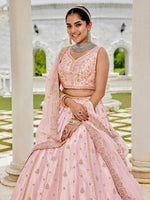 pink luxury silk lehenga choli with designer embroidery