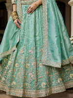 indian sky blue bridal lehenga choli with sequins embroidery