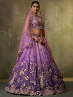 purple bridal lehenga with sequins embroidery work