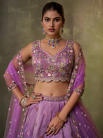 orange bridal lehenga with sequins embroidery work
