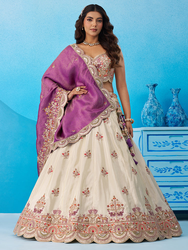 purple embroidered lehenga choli for wedding and festive wear