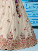 purple festive tissue embroidered lehenga choli