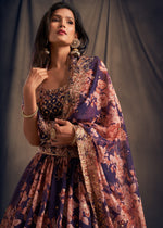 designer purple organza party wear lehenga choli