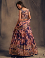 elegant purple floral lehenga choli with organza fabric