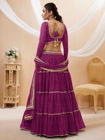 wine ruffle lehenga choli for reception and wedding