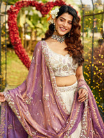 purple ethnic tissue lehenga choli for women