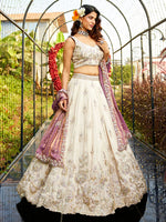 purple designer tissue lehenga with sequins work