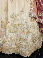 purple reception lehenga with sequins and thread work