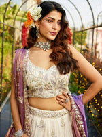 premium purple embroidered tissue lehenga choli