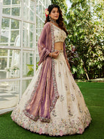 Luxury purple tissue bridal lehenga choli for women