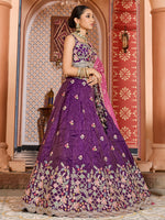 purple bridal lehenga choli with elegant embroidery