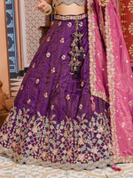 purple embroidered lehenga choli for bridal wear