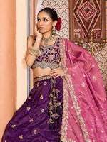 luxury purple indian wedding lehenga for women