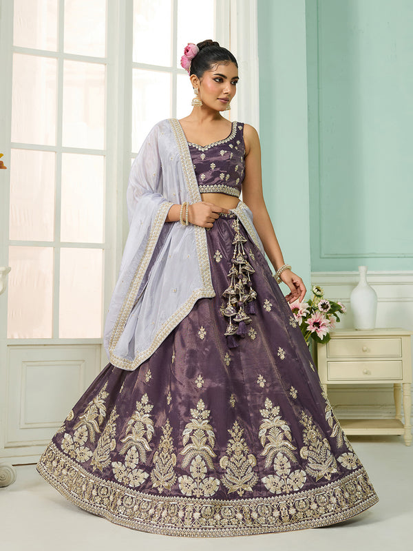 Heavy Embroidered Tissue Lehenga Choli