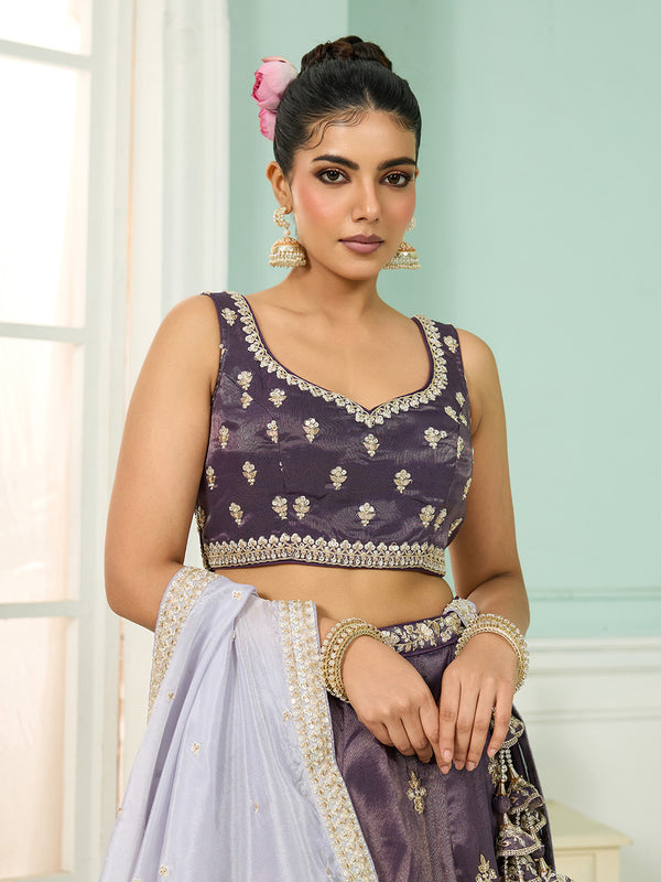 Heavy Embroidered Tissue Lehenga Choli