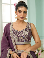 designer purple tissue lehenga choli for women
