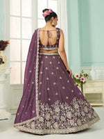 elegant purple ethnic lehenga choli with sequins work