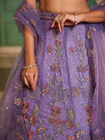lavender wedding lehenga choli with sequins and mirror work