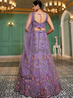 elegant lavender party wear net lehenga choli with dupatta