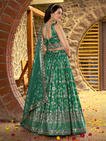 green heavy embroidery wedding lehenga choli