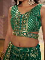 elegant green dola silk lehenga choli for festive occasions