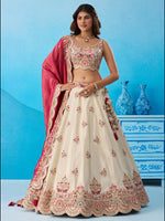 rani tissue sequins embroidered semi stitched lehenga set
