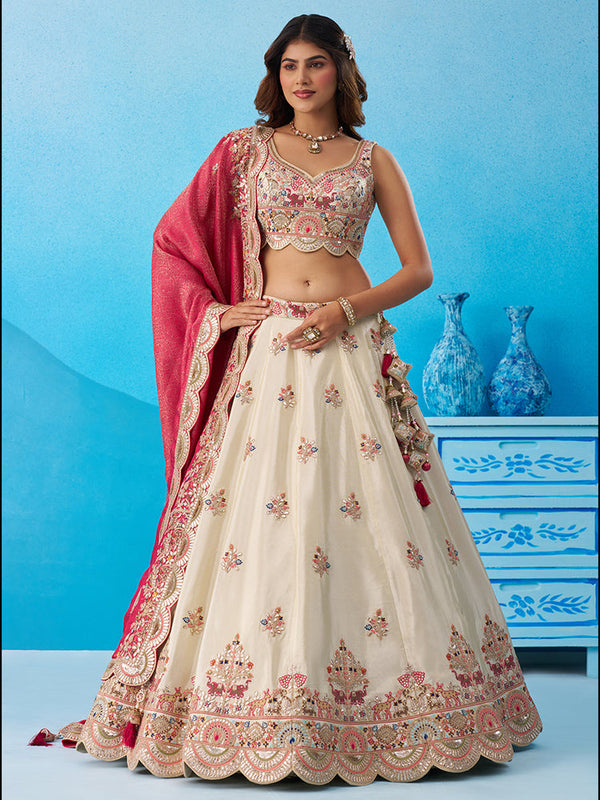 Rani Luxury Tissue Lehenga Choli for Bridal Wear