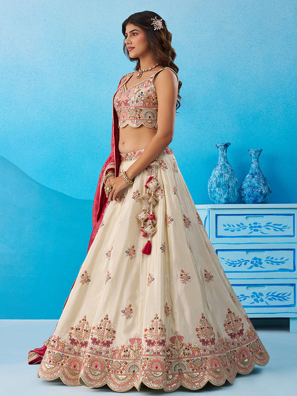 Rani Luxury Tissue Lehenga Choli for Bridal Wear