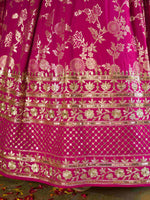 pink wedding lehenga choli in dola silk jacquard
