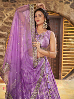 lavender premium silk lehenga for engagement