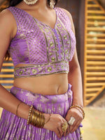 lavender ethnic bridal lehenga with jacquard fabric