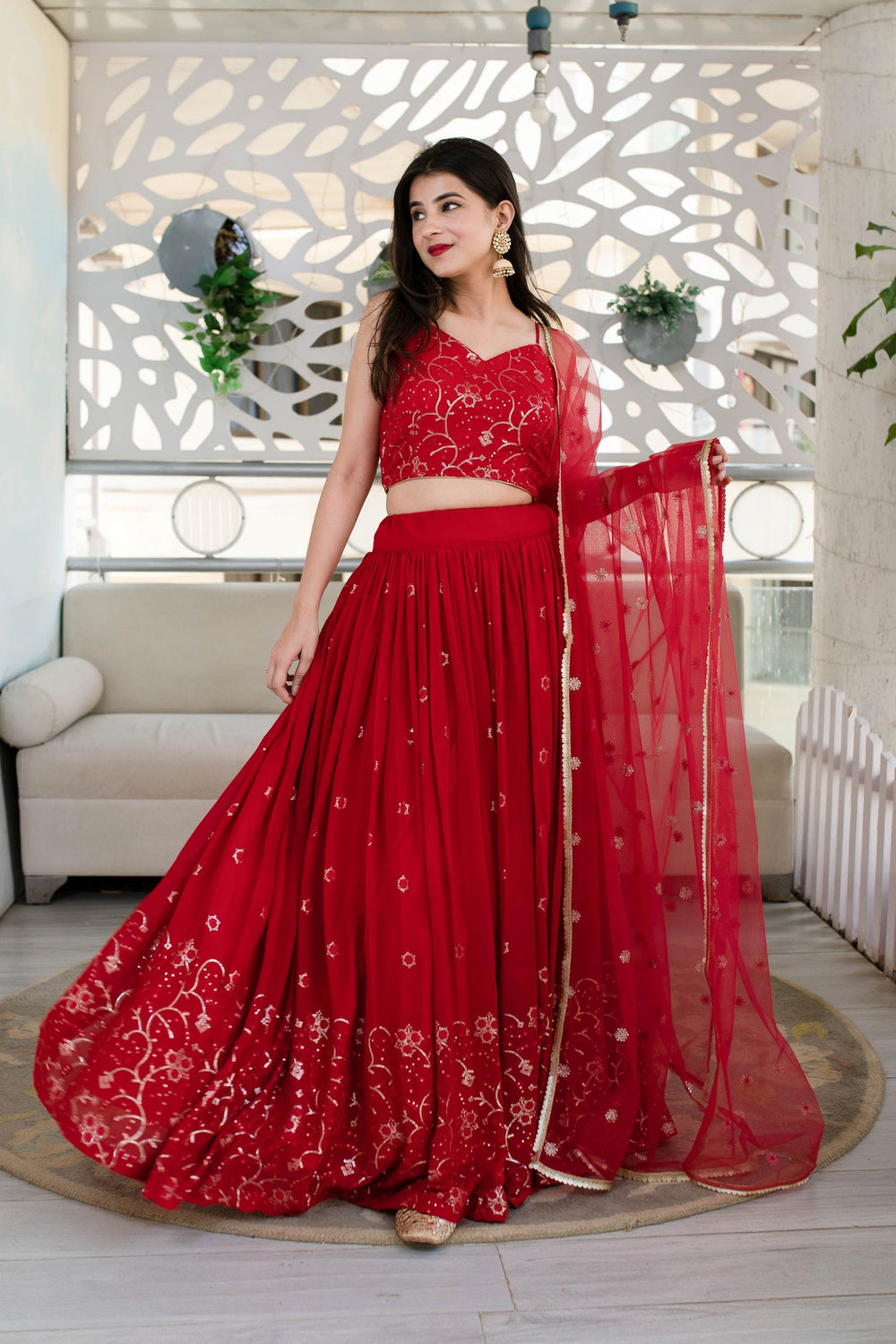 Indian Yellow Georgette Lehenga Choli