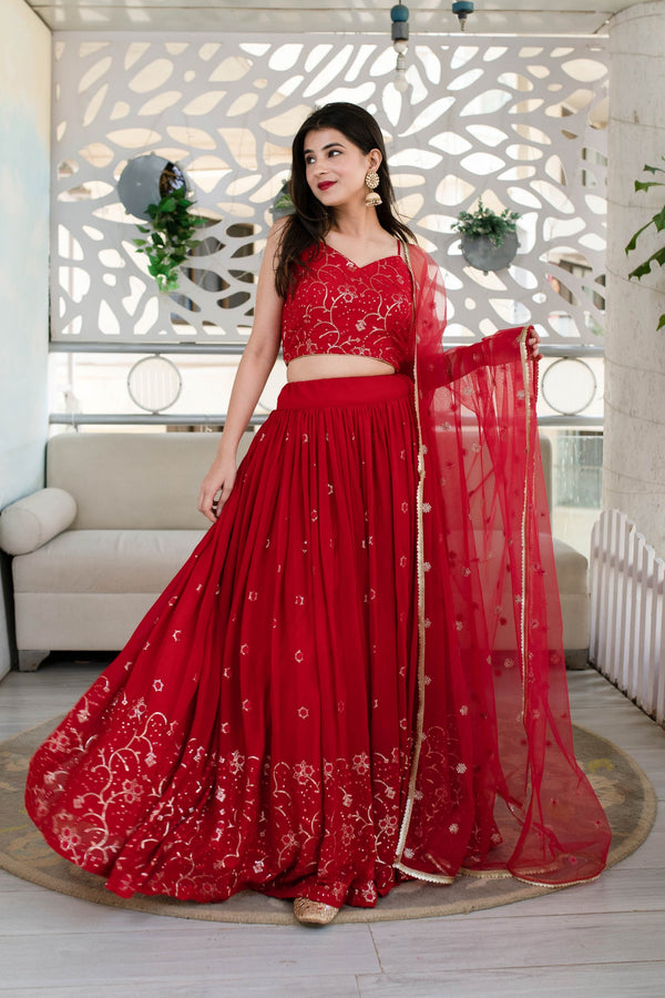 Indian Yellow Georgette Lehenga Choli