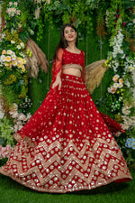 Women’s Red Soft Net Lehenga Choli