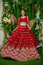 Women’s Red Soft Net Lehenga Choli