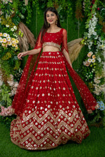Women’s Red Soft Net Lehenga Choli