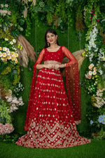 Women’s Red Soft Net Lehenga Choli