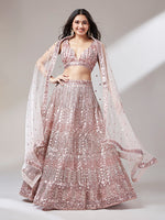 designer beige mirror work lehenga choli