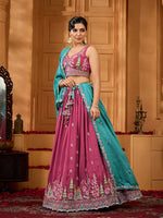 rosegold designer silk lehenga choli for wedding wear