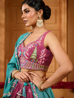 rosegold embroidered silk lehenga for indian wedding