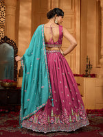 rosegold semi stitched lehenga with unstitched blouse