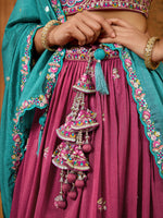 rosegold luxury bridal lehenga with embroidered dupatta
