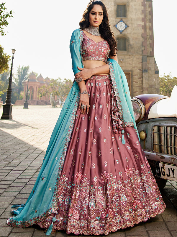 Rosegold Bridal Lehenga Choli with Dupatta
