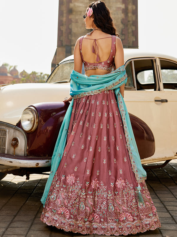Rosegold Bridal Lehenga Choli with Dupatta